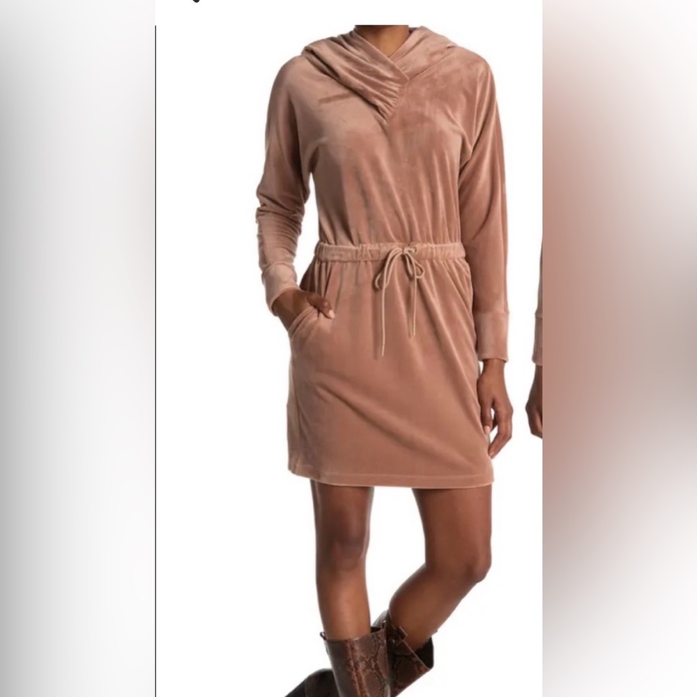 Calvin Klein Tan Long Sleeve Hoodie Dress